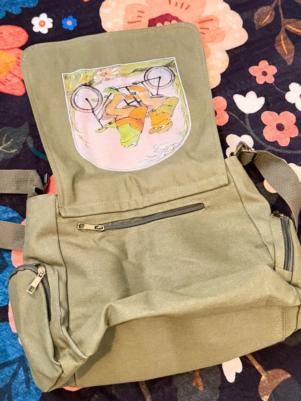Frog & Toad Olive Green Canvas Messenger Bag